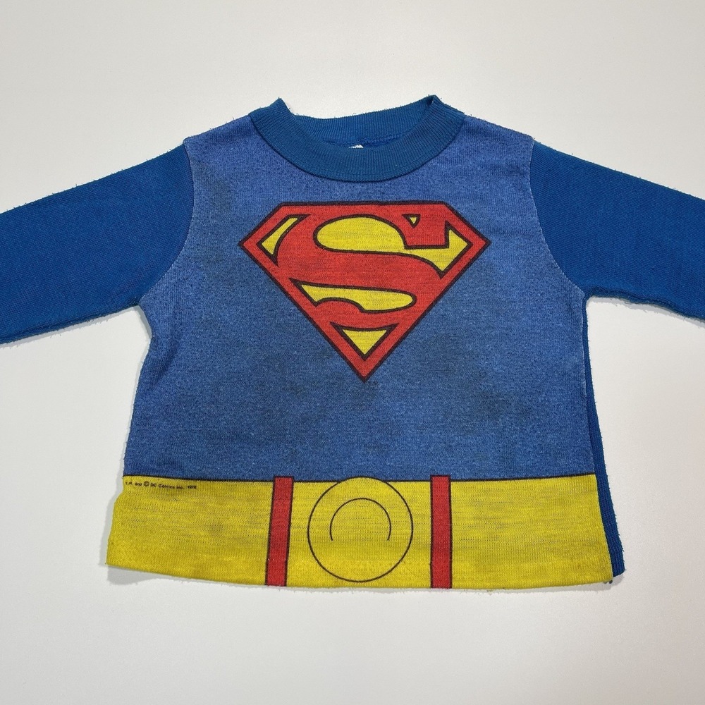 Vintage 70s JCPenney Toddler Time Superman Boys Pajama Top Size 2T - Picture 2 of 8